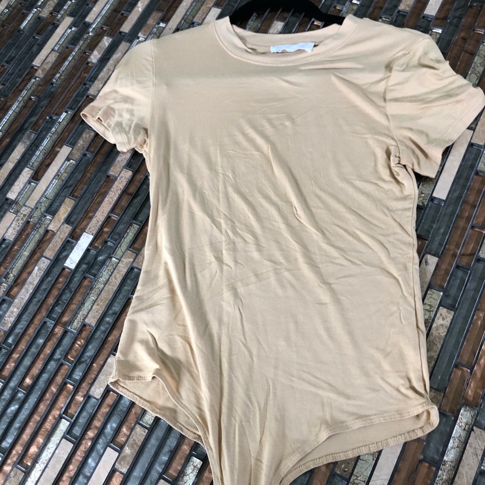 Mustard/beige insanely soft t shirt body suit